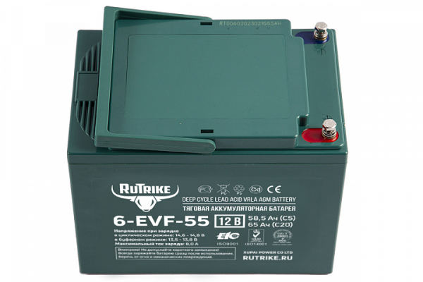 Тяговый аккумулятор RuTrike 6-EVF-55 (12V55A/H C3)